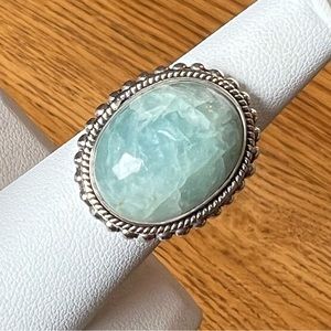 ⭐️ Doug Paulus DP Sterling Silver Milky Aquamarine
Statement Ring Sz 7.25